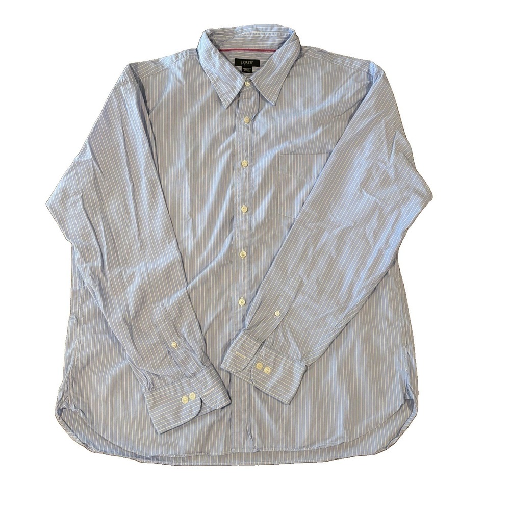 J.CREW Striped Cotton Long Sleeve Button-Down Shirt Blue White Men's XL